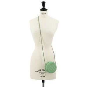 CHANEL Matelasse Round Chain Shoulder Bag Green